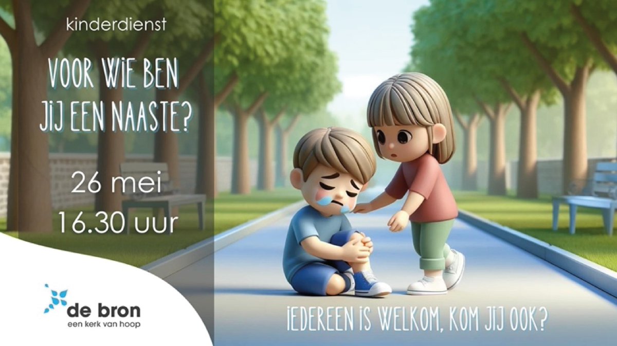 zondag 26 mei 2024 in de bron:
* ochtenddienst 09.30 uur ~ voorganger: ds P.J.C. Colijn ~ thema: vrij zijn, dankzij de Geest van Jezus
* kinderdienst 16.30 uur ~ thema: voor wie ben jij een naaste?
van harte welkom!
info: debronhg.nl