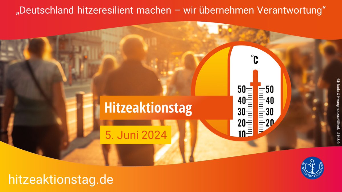 Bundesärztekammer (@baekaktuell) on Twitter photo #Hitzeaktionstag - gemeinsame Initiative von #BÄK, <a href="/KlimaGesundheit/">KLUG - Deutsche Allianz Klimawandel und Gesundheit</a>, <a href="/AWOBund/">AWO Bundesverband</a>, <a href="/DKGev/">DKG</a>, <a href="/DPflegerat/">Deutscher Pflegerat</a>, <a href="/GKV_SV/">GKV-Spitzenverband</a> u. <a href="/haev_aktuell/">Hausärztinnen- und Hausärzteverband</a>
#Pressekonferenz mit <a href="/Karl_Lauterbach/">Prof. Karl Lauterbach</a>: 05.06.2024, 12:00 Uhr im BG Klinikum Unfallkrankenhaus Berlin
hitzeaktionstag.de #Hitzeaktionstag - gemeinsame Initiative von #BÄK, <a href="/KlimaGesundheit/">KLUG - Deutsche Allianz Klimawandel und Gesundheit</a>, <a href="/AWOBund/">AWO Bundesverband</a>, <a href="/DKGev/">DKG</a>, <a href="/DPflegerat/">Deutscher Pflegerat</a>, <a href="/GKV_SV/">GKV-Spitzenverband</a> u. <a href="/haev_aktuell/">Hausärztinnen- und Hausärzteverband</a>
#Pressekonferenz mit <a href="/Karl_Lauterbach/">Prof. Karl Lauterbach</a>: 05.06.2024, 12:00 Uhr im BG Klinikum Unfallkrankenhaus Berlin
hitzeaktionstag.de
