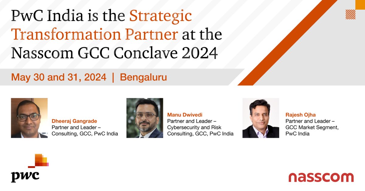 The road ahead for Indian GCCs is ripe with promising opportunities and demanding challenges. Connect with our leaders at the Nasscom GCC Conclave 2024 as they collaborate with GCC leaders to discuss visionary ideas that will shape a brighter tomorrow. #GCCwithPwC