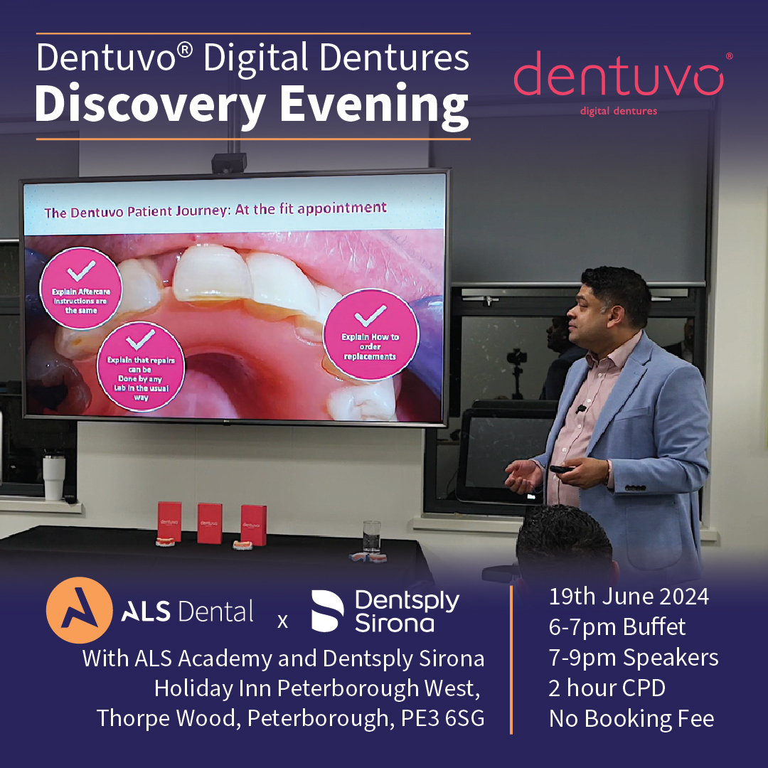 romakdentures's tweet photo. Join us for our ALS Academy Event in partnership with Dentsply Sirona - DentuvoⓇ Digital Dentures Discovery Evening .
Book here: https://t.co/mp83yVVJGA 
Holiday Inn Peterborough West, Thorpe Wood, Peterborough, PE3 6SG 19th June 2024 6pm-9pm Price: FREE https://t.co/88C4gKROlB