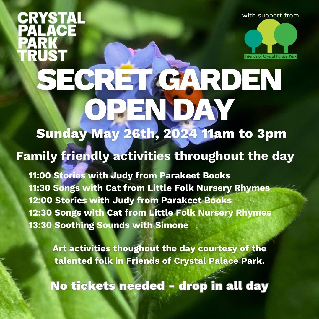 We look forward to welcoming you & your little ones to the Secret Garden Open Day this Sunday 26 May 11:00 - 15:00 🦋 🎶 ✍ The Secret Garden is on Google maps - if you’re not sure where to go, come along to the Information Centre & we can help! buff.ly/43aciLz
