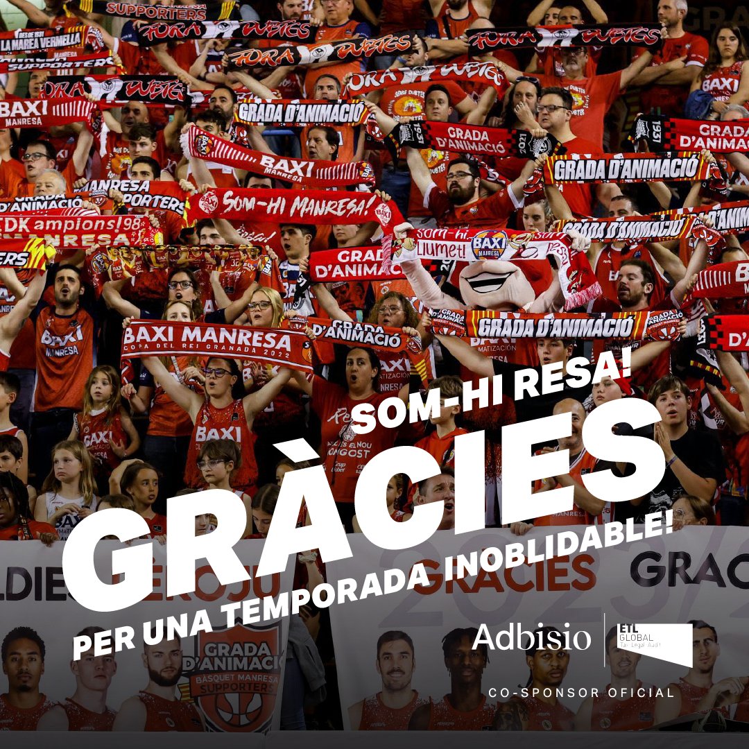 ad_bisio's tweet photo. ♥️ Enhorabona al @BasquetManresa per una temporada 2023/24 inoblidable, amb la participació a la Copa, jugar el play-off i tornar a Europa!

👏 Felicitats als jugadors, staff, treballadors del club i, sobretot, a la millor afició possible!!!

#adbisio @gradanimacio #somhiresa https://t.co/IqlvZeraTz