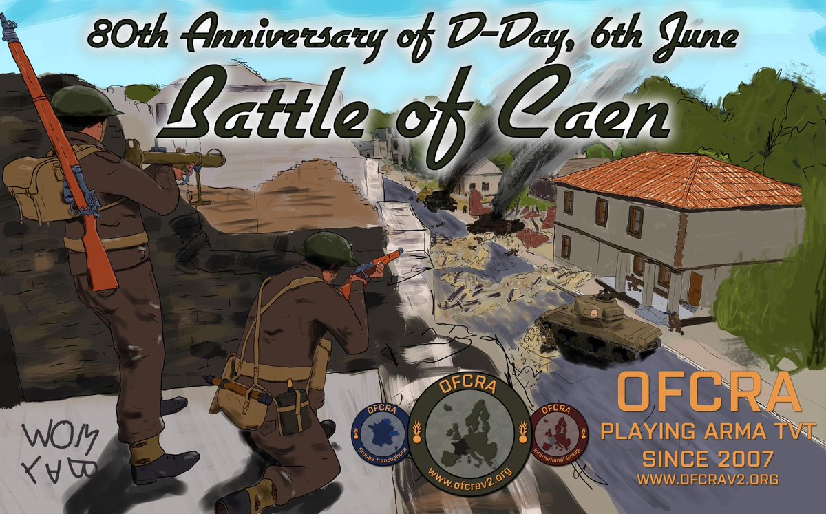 Join us for  a big #arma3 #tvt mission - Battle of Caen -  for the 80th birthday of D-Day on June 6th (2100CEST), featuring Germany vs British and Canadians.
More informations on our forum: ofcrav2.org/forum/index.ph…
Registration on discord: discord.gg/bWtGS7N
<a href="/ArmaPlatform/">Arma Platform</a>