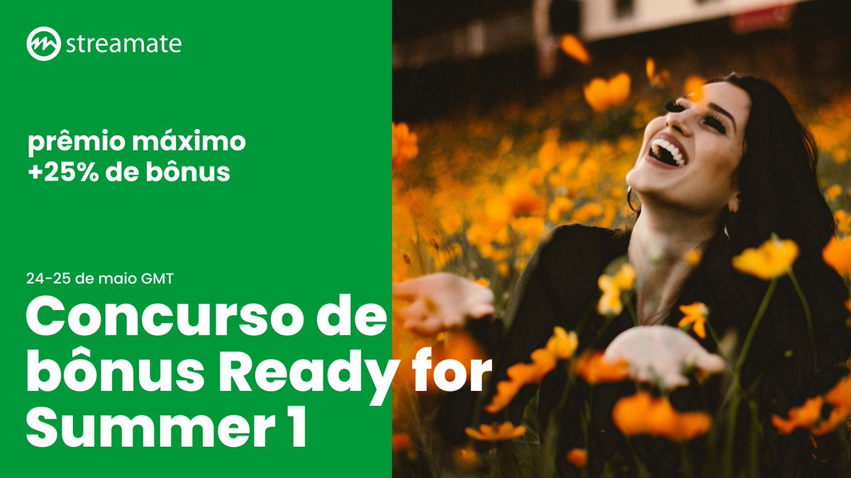 StreamateBrazil's tweet image. ☀️🎉 Prepare-se para o verão com o nosso evento de bônus! Desfrute de um bônus de 25% em todos os ganhos entre 24 e 25 de maio! Não perca esta oportunidade ensolarada! #ReadyForSummer #BonusEvent 🌴😎