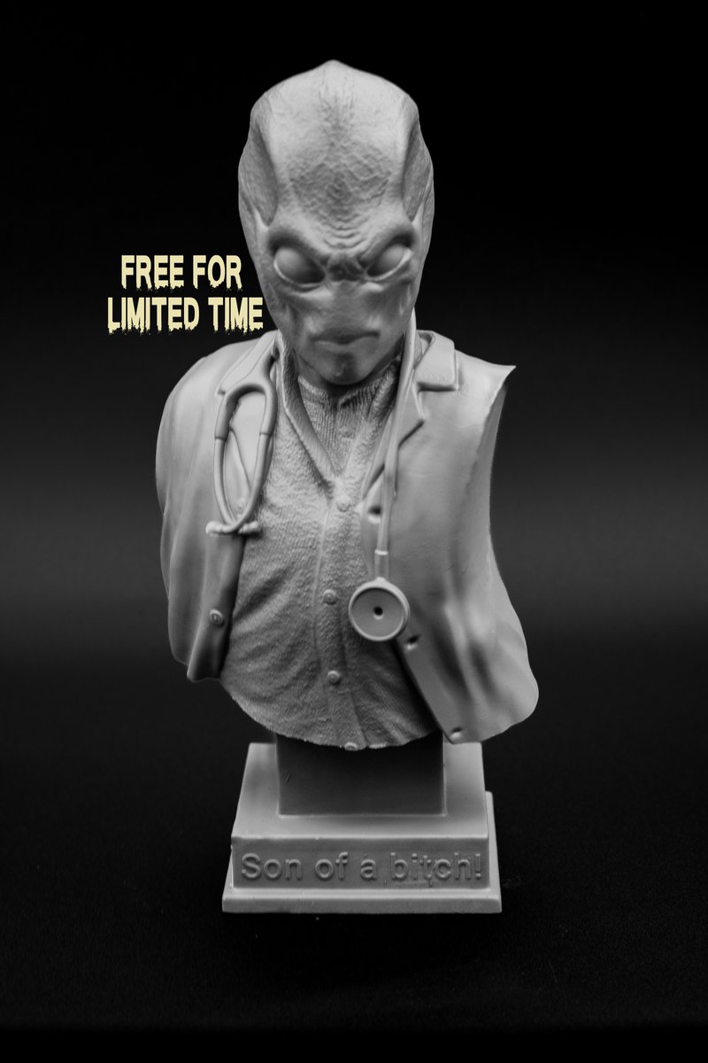 FREE FOR LIMITED TIME Resident Alien Bust / Dr. Harry Vanderspeigle Sculpt: #nomadsculpt Resin:@SirayaTechFast White Printer:@mypeopoly Forge Supports:@CharroZuck @LycheeSlicer Model available ~~> than.gs/m/1066176 #ResidentAlien #3dmodels #sonofabitch @Thangs3D