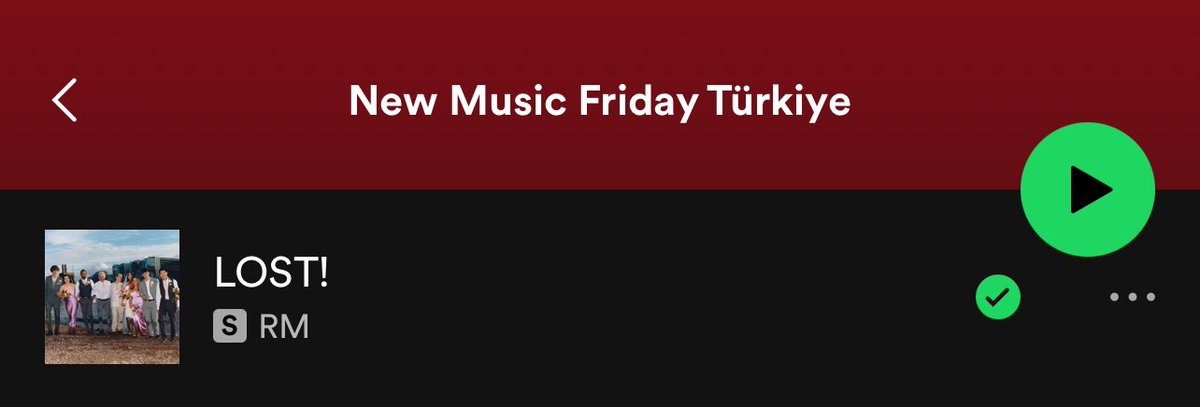 #RM_LOST parçası New Music Friday Türkiye listesine #18. sıradan eklendi! Çalma listeniz bitince aralarda mutlaka NMF Türkiye listesinden 'LOST!' dinleyin! 👉 open.spotify.com/playlist/37i9d…