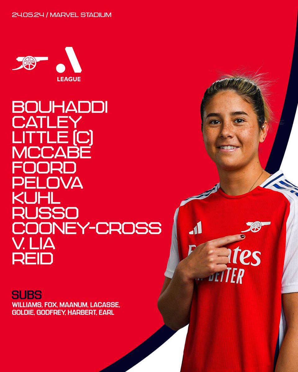 🔴 𝗧𝗘𝗔𝗠𝙉𝙀𝙒𝙎 ⚪️

🇦🇺 Three Aussies in the XI
🏴󠁧󠁢󠁥󠁮󠁧󠁿 Reid and Lia start
🇩🇰 Kuhl in attack 

COME ON YOU GUNNERS! ✊