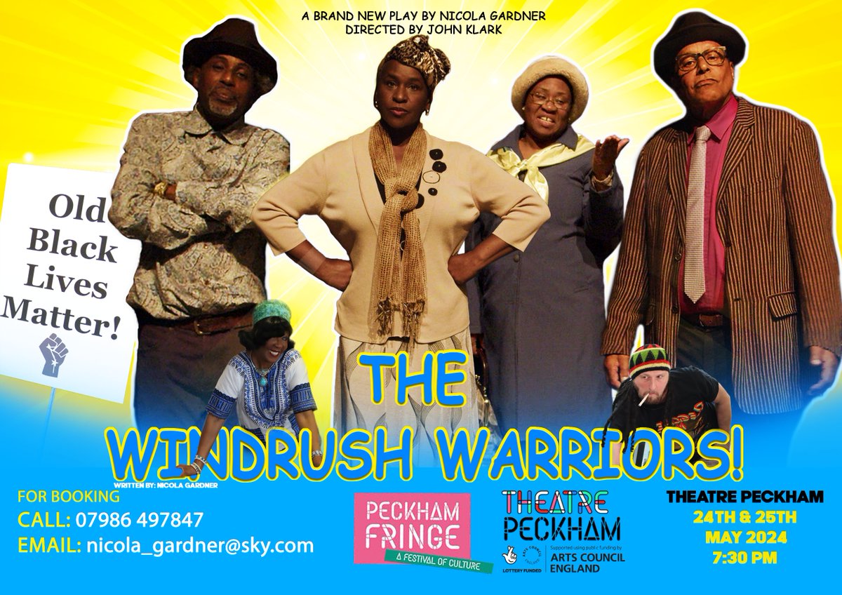 Showtime!
We begin out tour at @TheatrePeckham TONIGHT!!
Fri May 24, 2024
(also Sat May 25)
Come and join The Windrush Warriors!!

Tickets: theatrepeckham.co.uk/show/the-windr…

#theatre #windrush #peckham #london #windrushscandal