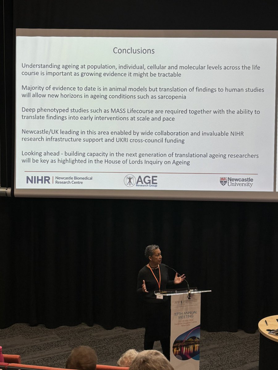 Prof Avan Sayer presenting her exciting research on #sarcopenia- prevalent in up to 10% of older people @AoPgbi Enabled by translational research platform developed @Uni_Newcastle @newcuniv to enhance cohort studies across lifecourse.