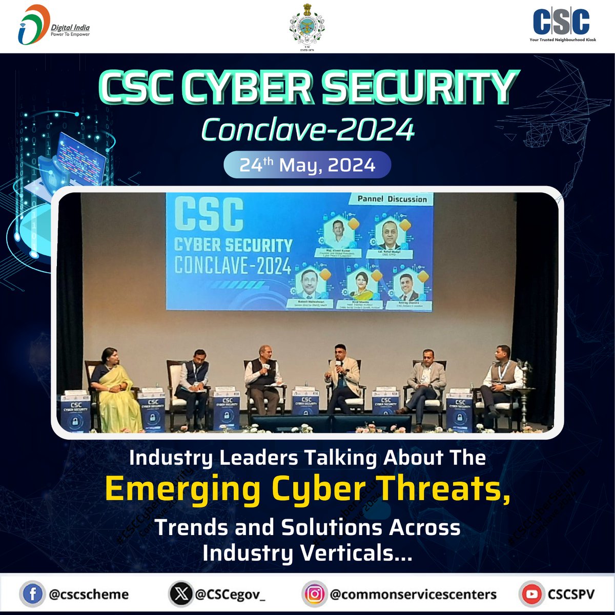 CSC Cyber Security Conclave 2024...

Industry Leaders Talking About The Emerging Cyber Threats, Trends, and Solutions Across Industry Verticals...

#CSC #CSCCyberSecurityConclave2024 #CyberSecurityConclave2024 #CyberSecurity #Workshop #DigitalIndia #DigitalInclusion #Beware