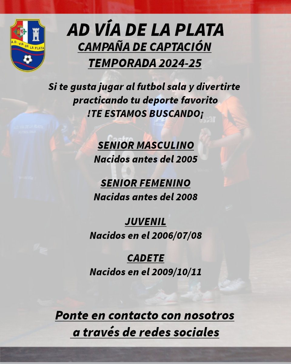 Si quieres jugar a futbol sala, divertirte y aprender, no dudes en ponerte en contacto con nosotros por mensaje privado.

#VamosVia
