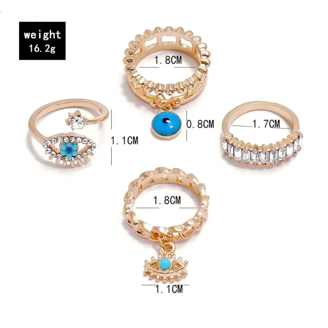Protect yourself with our Evil Eye Pack of 4 rings at an unbeatable price! Ward off negative energy and stay stylish with GLIIM GLOWW. #EvilEyeProtection #GliimGloww #EvilEyeProtection #GliimGloww #StealDeal #FashionRings #FashionRings #evileye