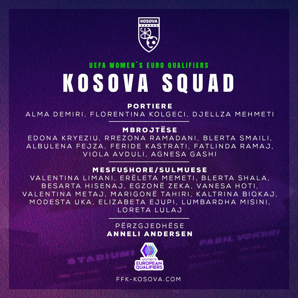 kosovanfooty_EN's tweet photo. This is #Kosova Women's squad list for the upcoming qualifiers, both against Croatia (H&A).
#KOSCRO | #CROKOS | 🇽🇰🇭🇷 https://t.co/xOEg9PIhH2