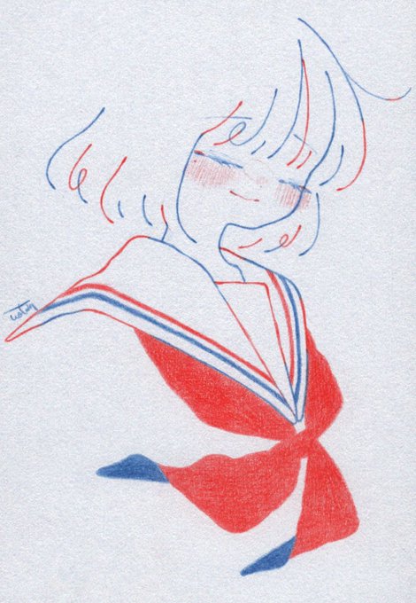 「neckerchief white sailor collar」 illustration images(Latest)