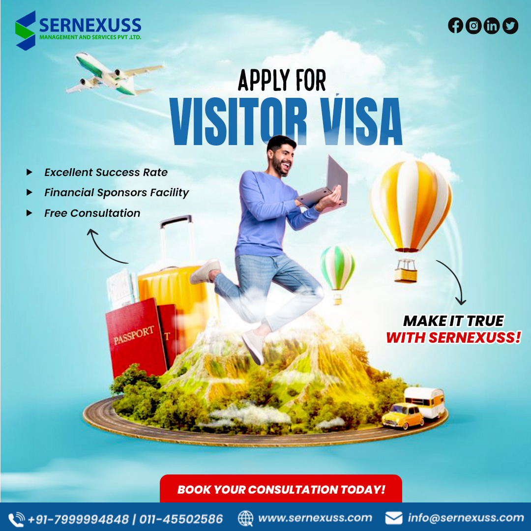 Apply for visitor visa and enjoy your holidays. Connect now to apply. For more information call us at +91 7999994848 or drop an email to us at info@sernexuss.com You can also chat with our experts: bit.ly/3YFARfD #visitorvisa #visaconsultancy #visa #sernexuss