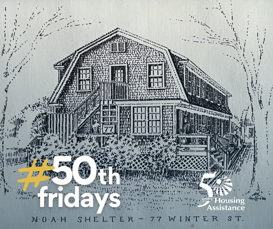 For 32 years, Housing Assistance operated the NOAH Shelter in Hyannis, providing homeless men and women with warm meals, showers and beds. Management of the shelter shifted to Catholic Social Services in 2016. (1988 illustration by Bob Huff)

#50thFridays #HousingAssistance
