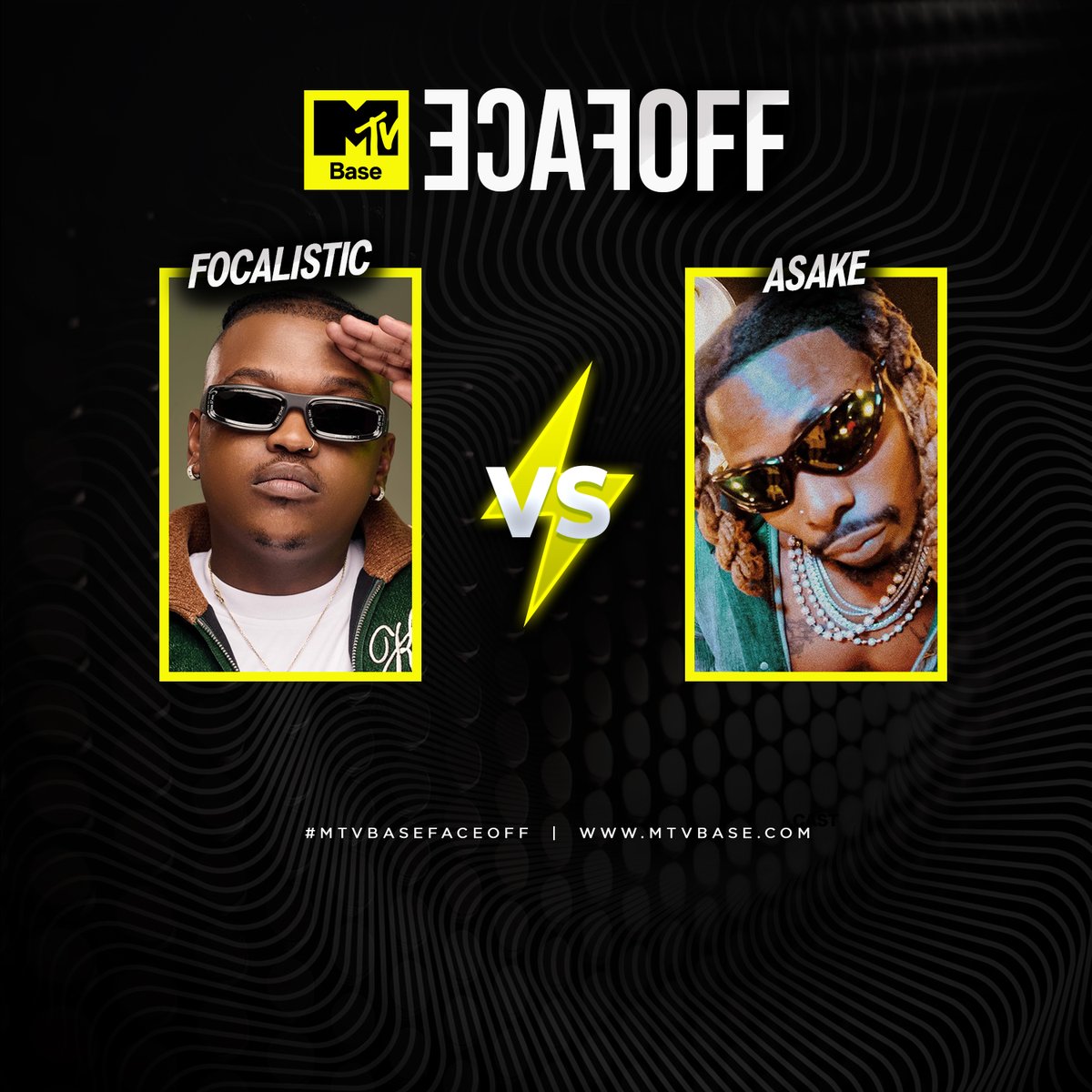 MTVBaseWest's tweet photo. Keeping it real and jamming on #MTVBaseFaceOff, we've got President Ya Straata #Focalistic versus Mr. Money #Asake.
Who's watching?
#WeAreAfricans #AfricaImagined https://t.co/Jox3hY5vvk