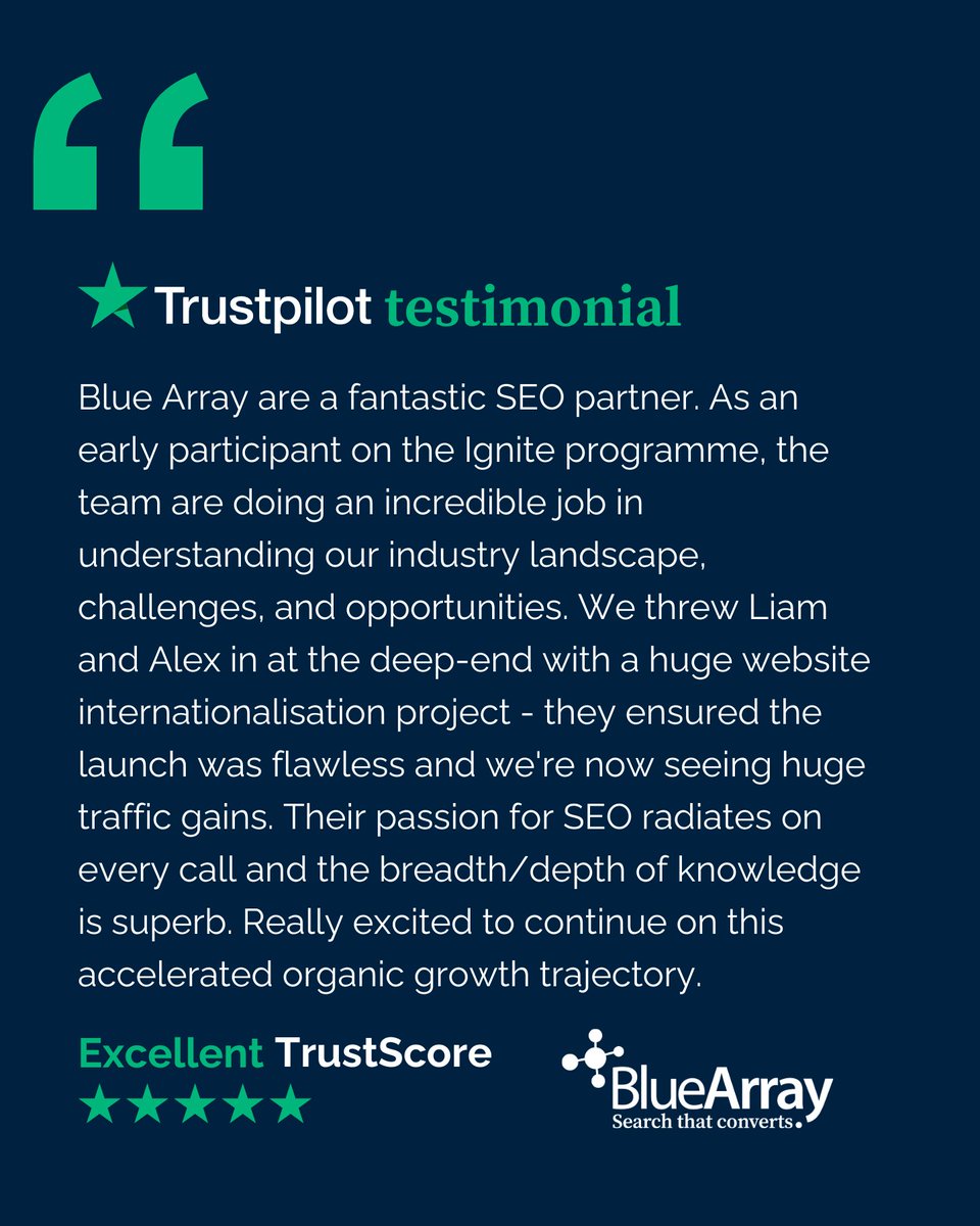 At Blue Array, we’re proud to have an excellent TrustScore and 5-star rating on Trustpilot and are delighted to share this fantastic Trustpilot review from one of our valued clients. 🌟🌟🌟🌟🌟