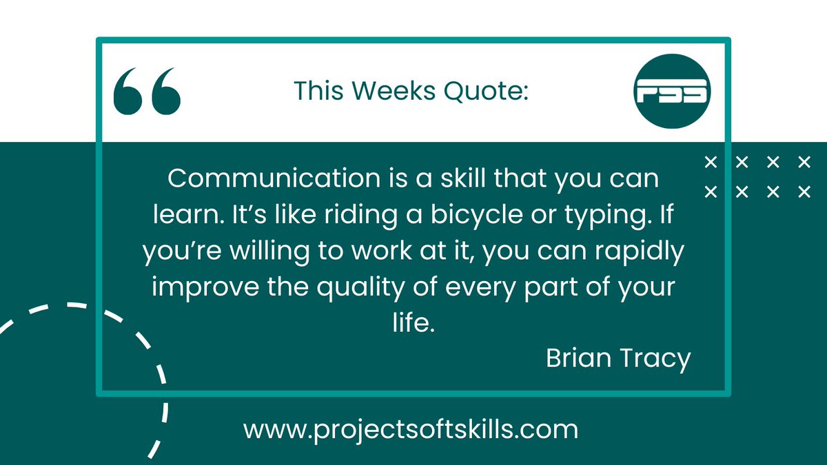 Weekly Quote by Brian Tracy

Mastering communication boosts:

Team collaboration
Stakeholder satisfaction
Conflict resolution
Productivity

Enhance your project management skills with Project SoftSkills. #ProjectManagement #SoftSkills #Communication #BrianTracy #projectsoftskills