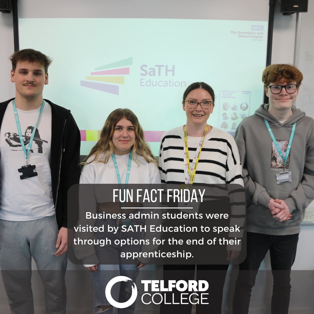 #FunFactFriday Our business admin students were visited by Hannah, a former apprentice with @sathNHS, who's worked her way up to management level 💼 Her story and advice inspired the class as they consider the next steps after they complete their current programme 🌟