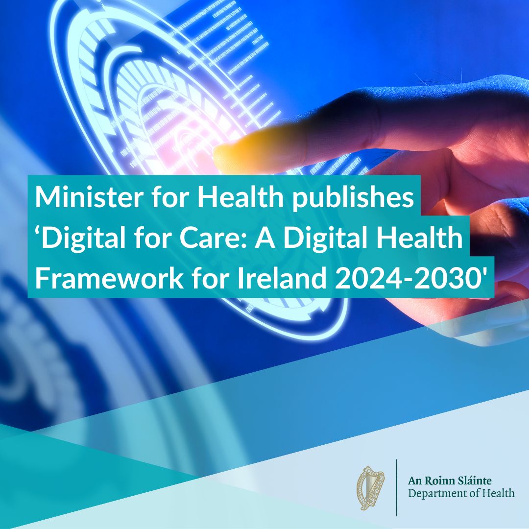 Minister for Health @DonnellyStephen  has launched the digital health framework, which defines a vision and mission for digital health in Ireland. You can learn more about the Digital Health Framework here: lnkd.in/e7Q9KX2v