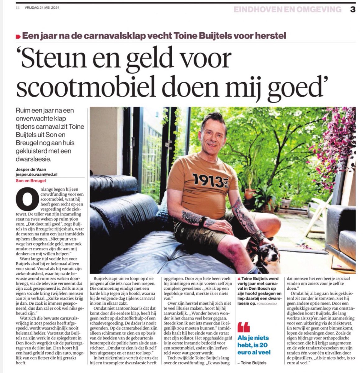 Vandaag in het Eindhovens Dagblad aandacht voor mn crowdfundactie. Er kan nog steeds gedoneerd worden! 
Please RT
#senb #crowdfund #eindhoven #psv #sonenbreugel

gofund.me/346a40a6