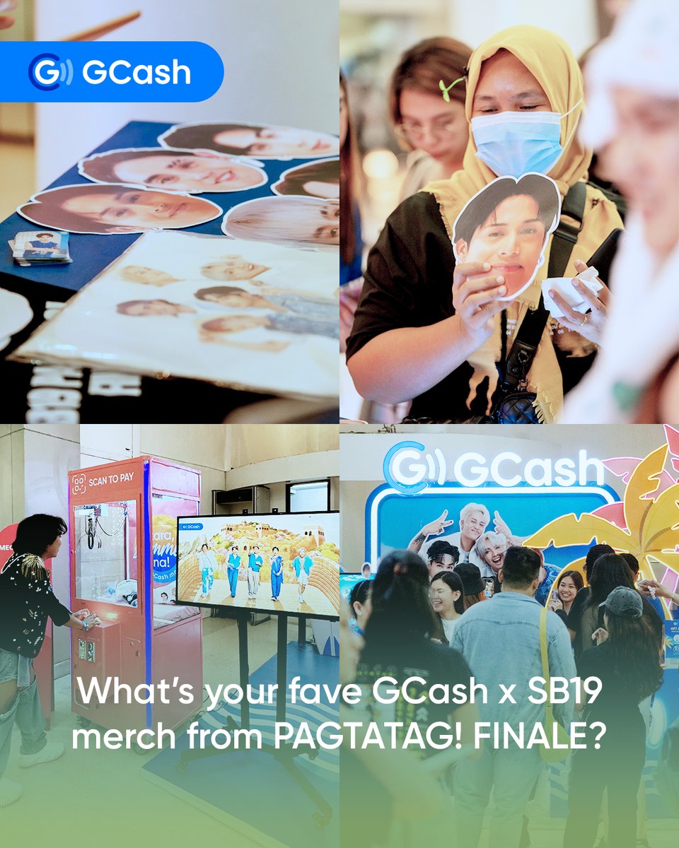 gcashofficial's tweet photo. A’TIN! Anong fave GCash merch ang inuwi mo from the PAGTATAG! FINALE? ⚠️

Tell us in the comments below! 💙

#SB19forGCash #GCashSummerNa https://t.co/nxh3Ri4u52