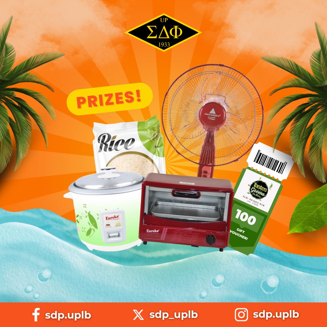 sdp_uplb's tweet photo. ☀️ Ride the waves and quench your thirst with us by testing your luck through the “Summer Upgrade” raffle draw! 🏡 elevate your dormitories and apartments and learn how to better utilize your common household appliances! https://t.co/XFQBhAfhBJ