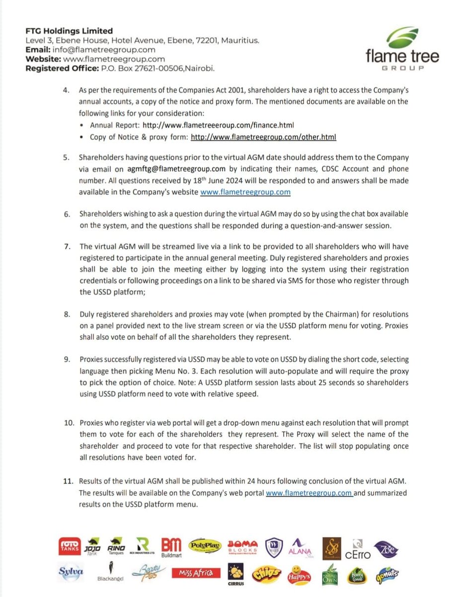 FlameTreeGroup's tweet image. NOTICE for our 10th AGM to be held on 25th June 2024