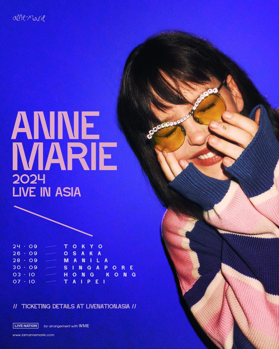 MANILA, SINGAPORE, HONG KONG AND TAIPEI TICKETS ARE ON SALE NOW!! 🥳🥳 🎟️ Tickets: livenation.asia/artist-anne-ma… Tickets for my shows in Japan on sale 29th June ❤️