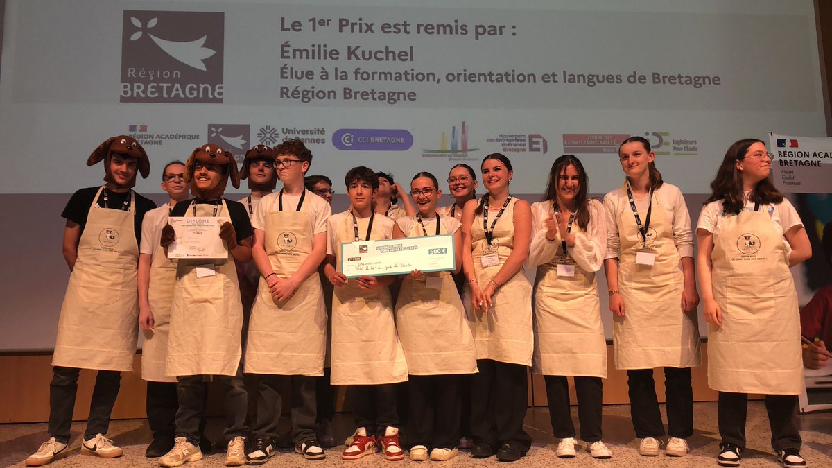 #Concours 🏆
La CCI Bretagne partenaire de la 27ème édition du concours « Une entreprise dans votre lycée » ! Ce mercredi 22 mai avait lieu la finale du concours, conclue par une remise des prix à l’Université Bretagne Sud à Vannes.
📰<a href="/BEconomique/">Bretagne-Economique</a> : bit.ly/3US9Wx3
