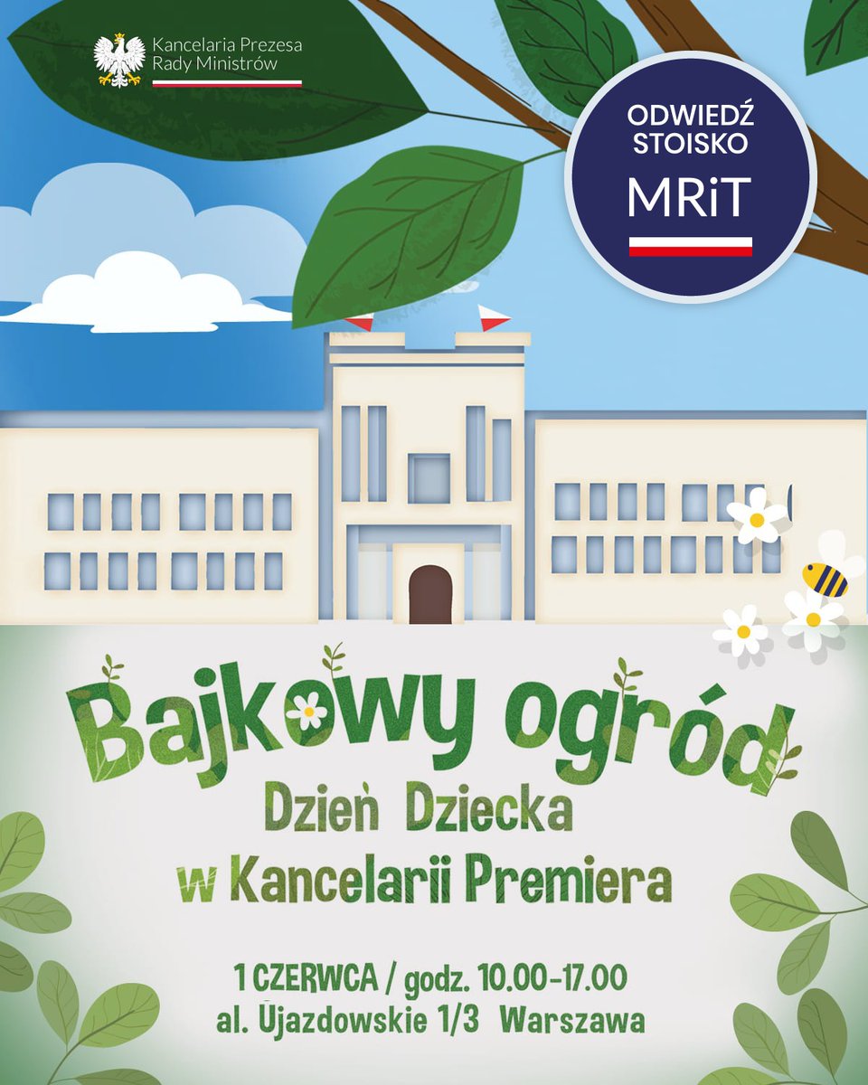 🎈🥳 Już 1 czerwca czekamy na Was podczas Dnia Dziecka w Kancelarii Premiera @PremierRP! Zarezerwuj ten dzień i dołącz do wyjątkowego wydarzenia pełnego dobrego humoru i zabawy. Swoją obecnością pomożesz nam w budowaniu wspaniałych dziecięcych wspomnień!👨‍👩‍👧‍👦 👉 Zapraszamy do