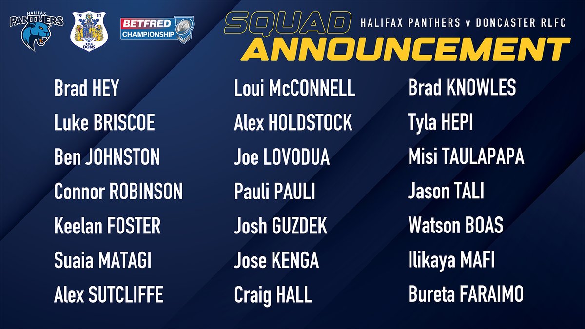 🔢 | Squad announcement Richard Horne has named his 21 man squad to face @HalifaxPanthers this Sunday (May 26) at The Shay. bit.ly/3wCa3F2 #COYD