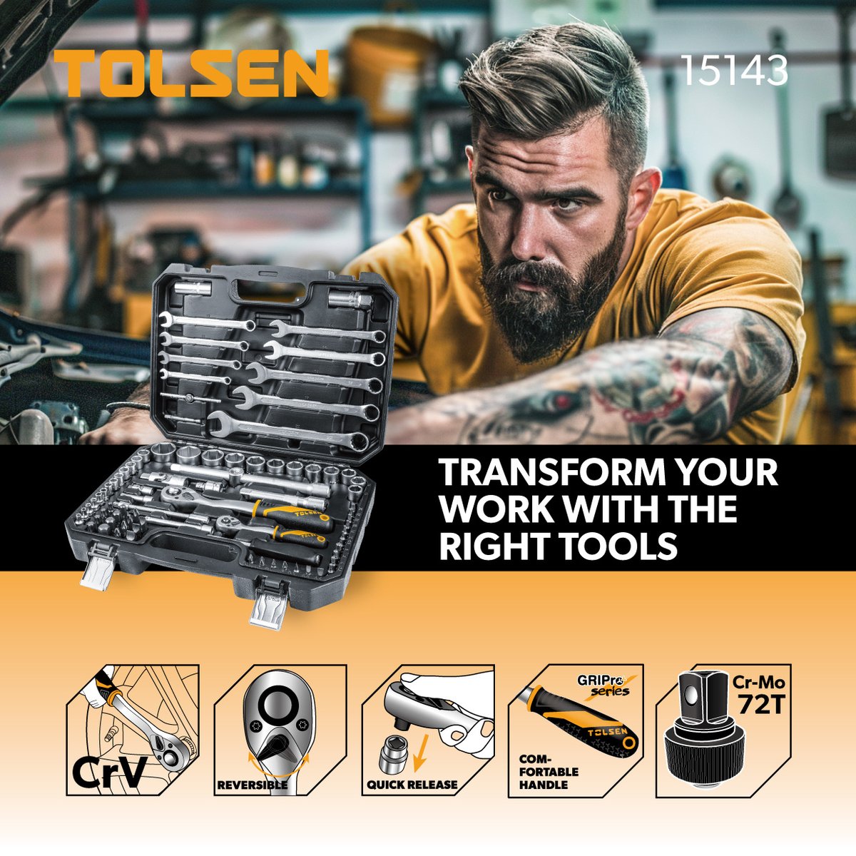TolsenWorld's tweet image. Newest Arrival!👏 Welcome to consult our sales and local distributors to order TOLSEN 82Pcs 1/2&quot; + 1/4″Socket Set.

TOLSEN 15143: bit.ly/3yq7c2f 

#tolsen #tolsentools #socketset #toolbox #toolset #toolkit