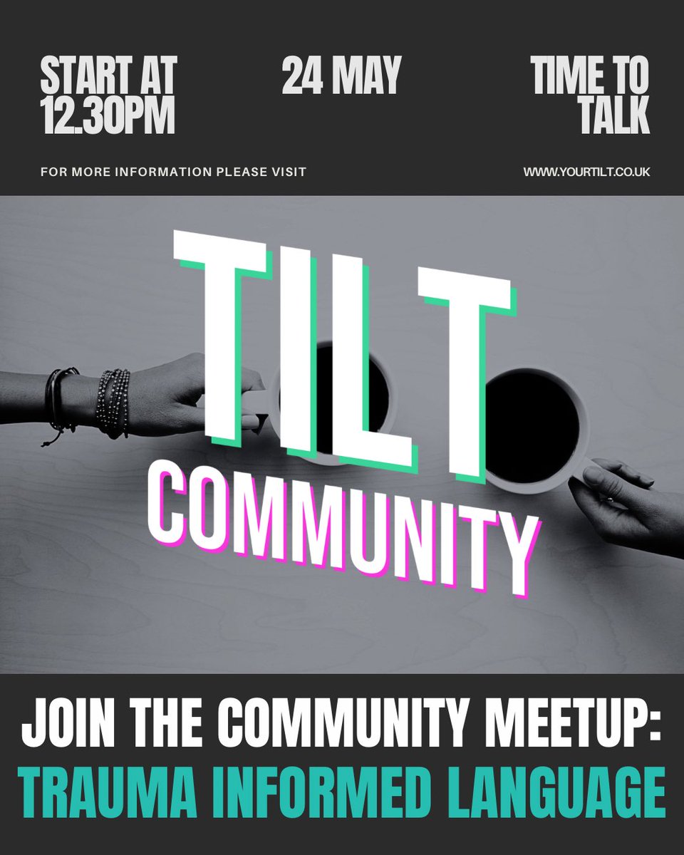 Join us today for a lunch meetup on trauma-informed language! 🗣️ Let's explore best practices and challenges together. Sign up now to share your ideas and join our vibrant community! ⏳ 

Join now: yourtilt.co.uk

#TraumaInformed #Community #LanguageMatters