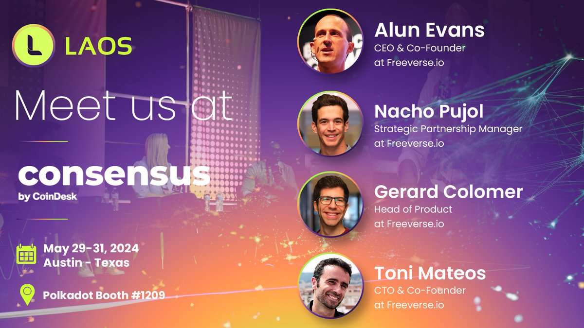 gerard_colomer's tweet photo. I'm excited for #Consensus2024 by @CoinDesk in Austin next week!

If you're attending, let's connect! 
You can find us at @laosnetwork  side event on Wednesday, the 29th (https://t.co/QKLL07sI7M), or at the @Polkadot booth #1209 at the main venue. https://t.co/XGCenpIGg4