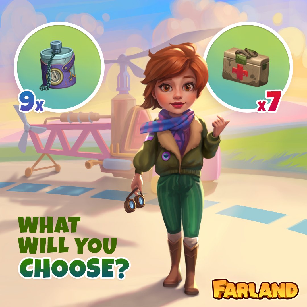 Vote for the FREE GIFT! 🎁
Drop 💜in the comments below if you want 9 Flasks!
Comment 👍 FIRST-AID KIT if you prefer 7 First-aid kits!
On Monday, you'll get the resources with the most votes! #quartsoft #farland #game #farm #mobilegames #freegifts