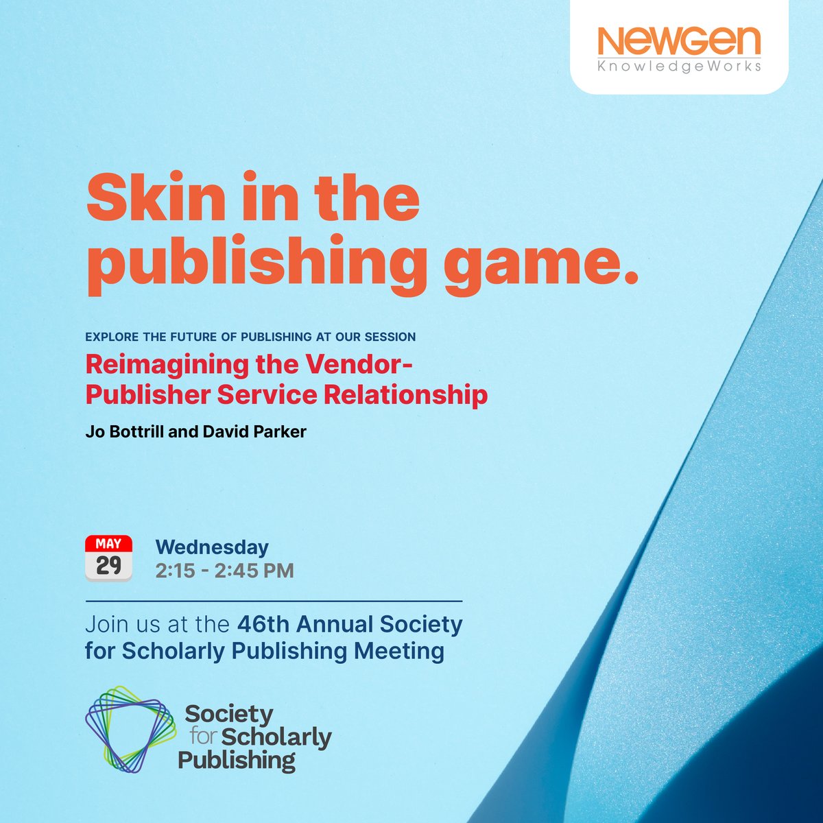 Newgen KnowledgeWorks (@nkw_official) on Twitter photo Should your partner be as invested in your success as you are? Hear <a href="/jobottrill/">Jo Bottrill</a> and David Parker at a speaking session entitled ‘Reimagining the Vendor-Publisher Service Relationship’ on Wednesday, May 29th
(2:15-2:45 pm). See you there! Should your partner be as invested in your success as you are? Hear <a href="/jobottrill/">Jo Bottrill</a> and David Parker at a speaking session entitled ‘Reimagining the Vendor-Publisher Service Relationship’ on Wednesday, May 29th
(2:15-2:45 pm). See you there!