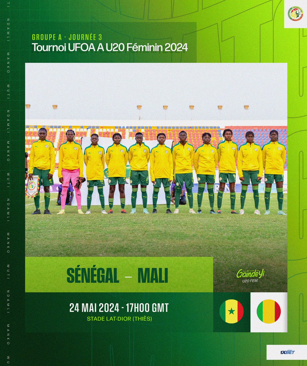 𝙅𝙊𝙐𝙍 𝘿𝙀 𝙈𝘼𝙏𝘾𝙃 | Nos lionnes U20 jouent cet après-midi à Thies leur troisième et dernier match de groupe. Ce sera à 17h contre le Mali. #UFOAAU20 | #SENMAL 📺 Match à suivre en direct sur WAFU A TV