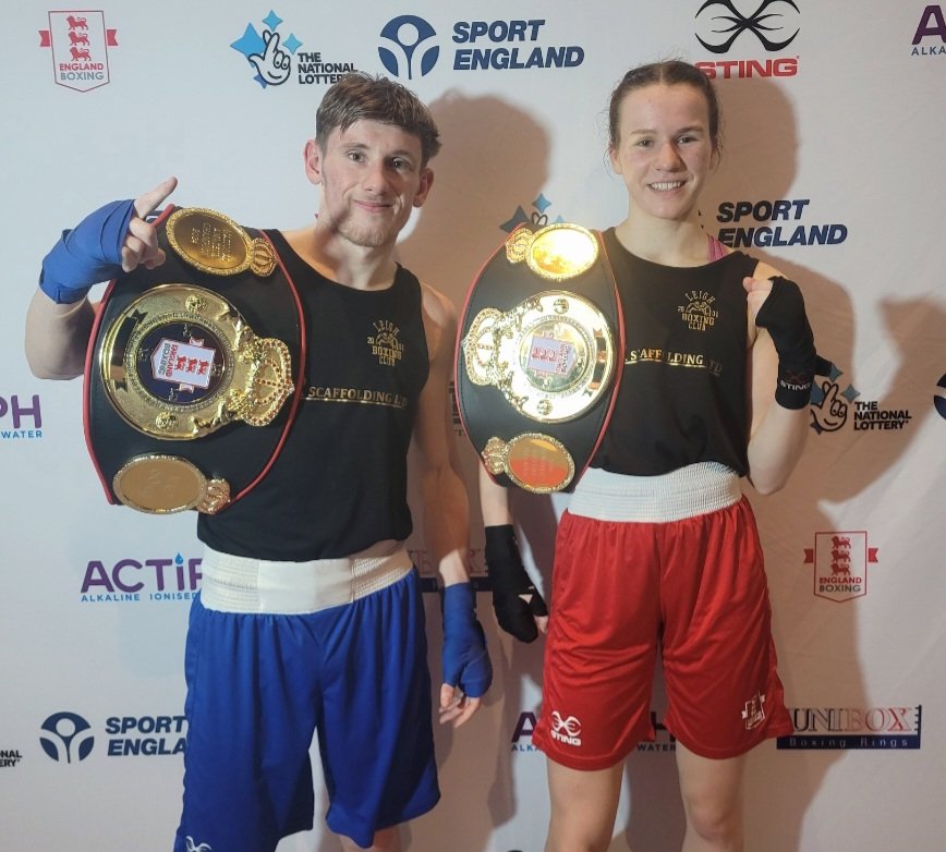 Team Leigh Boxing Elite Senior National Champions 2024 Will Hewitt &amp; Ella Thompstone