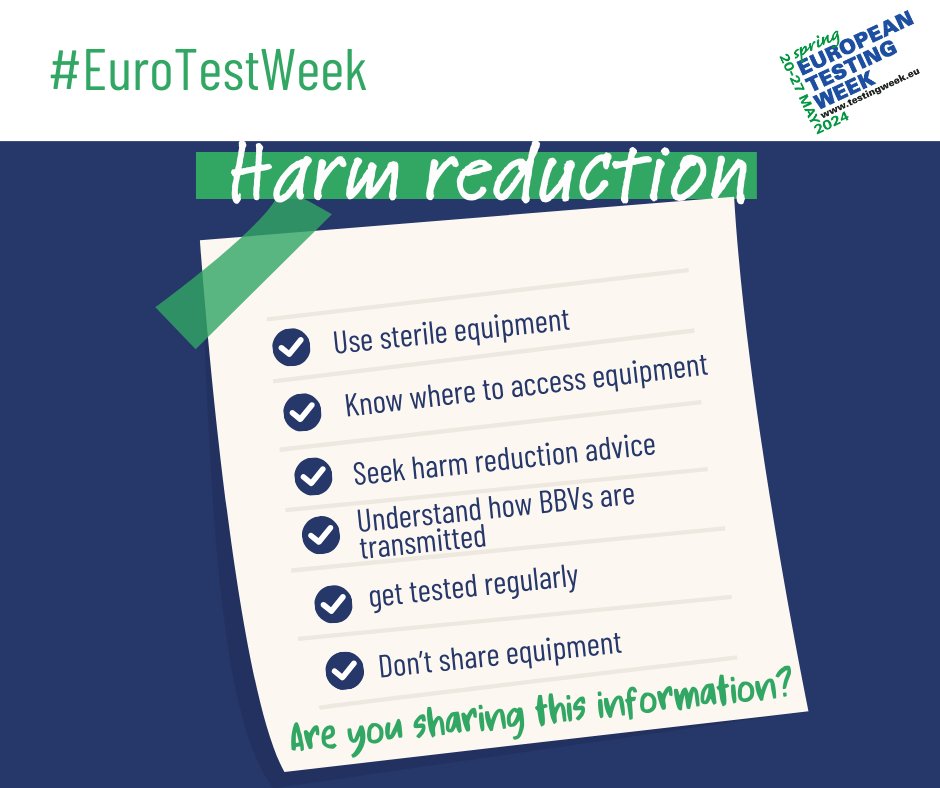 Here are simple steps you can take to prevent hep C. Ensuring access to hepatitis C testing and treatment pathways are crucial elements of harm reduction pathways. #EuroTestWeek #HepCULater👋