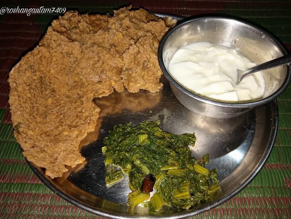 लोकल खाना: कोदोको ढिँडो, रायोको साग र दही !❤️ #PureNepali Pic. roshangautam7409