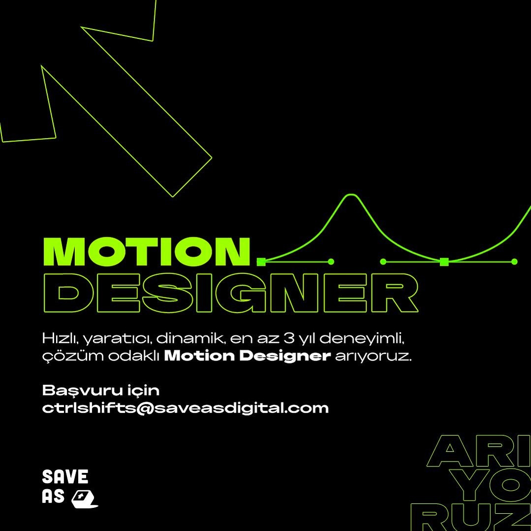 Uzaktan Çalışacak Motion Designer Aranıyor – Save As Digital Agency👇Başvuru ve Detaylar: ajansgiller.com/ilan/uzaktan-c…

#motiondesigner #graphicdesigner #ajansgiller #kariyer