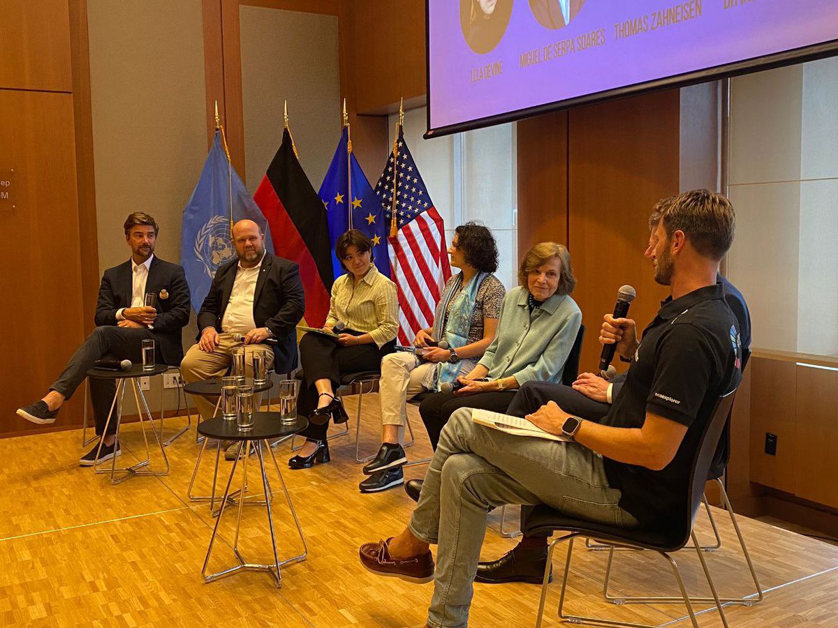 A healthy ocean is crucial to our survival, therefore ocean protection is imperative. 🌊 Swift ratification and implementation of the #BBNJ Treaty will be key, as was highlighted by our high level panel discussion with sailor Boris Herrmann in New York last night. #OceanDecade