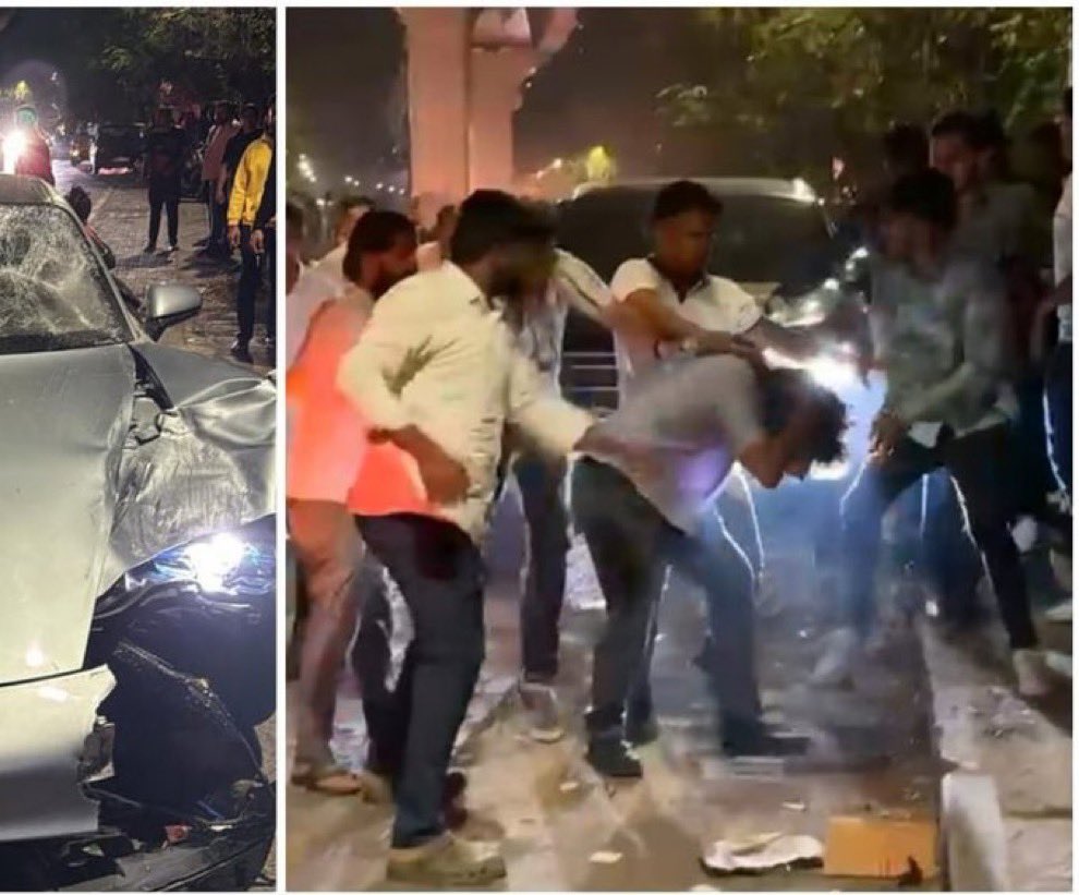 Aayat_22's tweet photo. Vedant Agarwal caught while accident and beaten publicly ,

No driver found at the accident, 
then how they are accusing the driver ,,
A shameful incident.

#PuneHitandRun #VedantAgarwal #Pune #Porsche #Roadaccident https://t.co/AiqImsRPwf