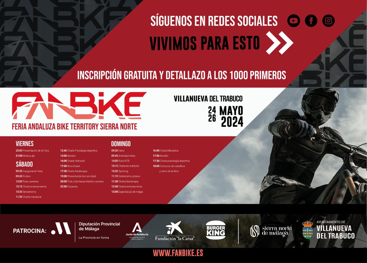 La delegada @Gemmadelcorral anima a visitar este fin de semana en Villanueva del Trabuco FanBike, Primera Feria Andaluza de la bicicleta. Con más de 1.500 inscripciones, dispone de actividades deportivas, formación y entretenimiento en un entorno privilegiado