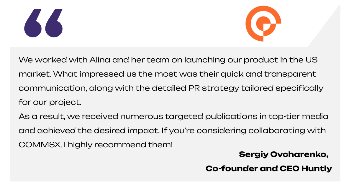 COMMSX_PR's tweet photo. We're pleased to share this positive feedback from our client Huntly. Reviews like this are a valuable indicator of the quality of our work 🎯 https://t.co/agXNB24fy7