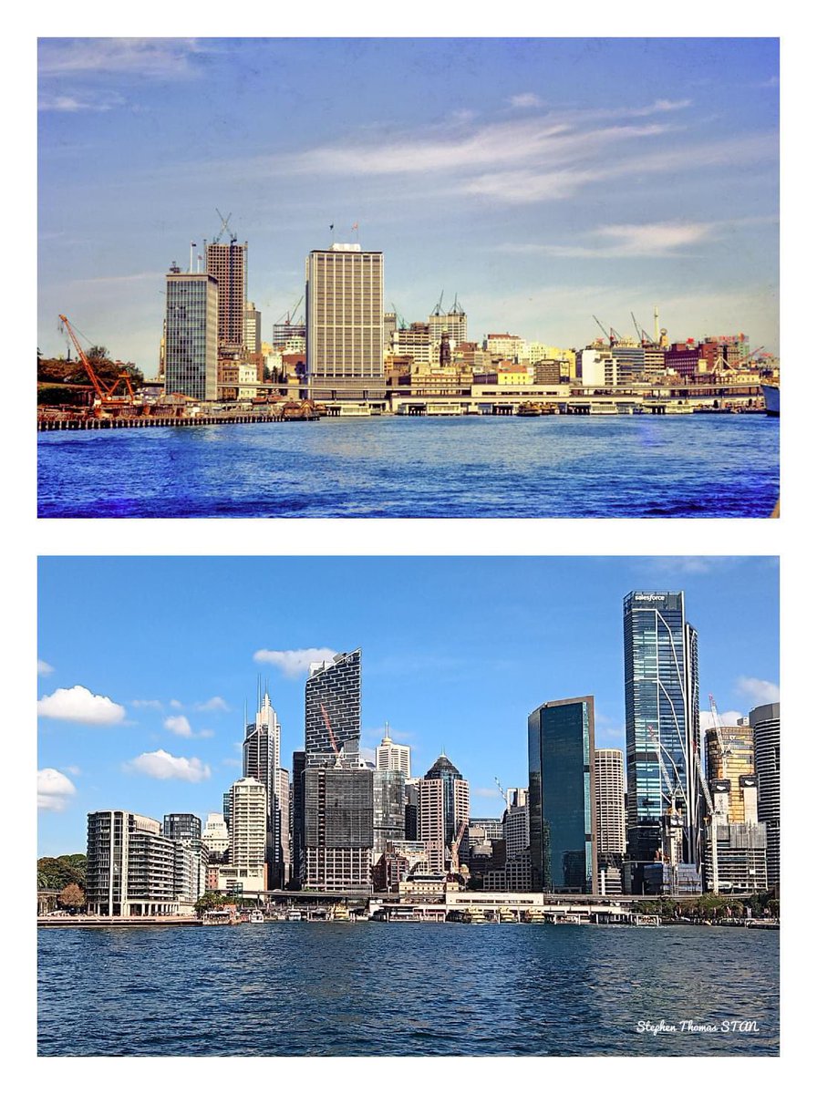 SYDNEY 1966 - 2024 A city constantly under construction. Both views from a Manly Ferry. With thanks to Stephen Fleay. [1966-Alexis J Favenchi/Stephen Fleay>2024-Stephen Thomas]