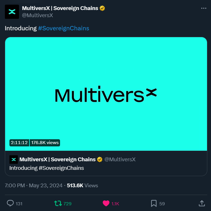 multiversxfndn's tweet photo. LET'S GO FOR 1 MILLION VIEWS, LET EVERYONE HEAR ABOUT #SovereignChains https://t.co/PgqiutoyHs