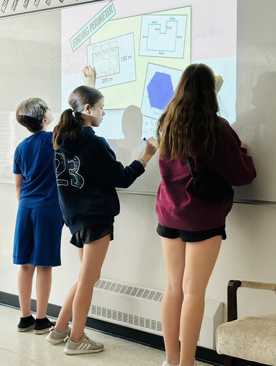 Exploring how to use the most efficient formulas for finding perimeter of regular and irregular polygons in 604 @GPVanierJH. These kiddos are sharp! Math metacognitive skills were flowing 😎